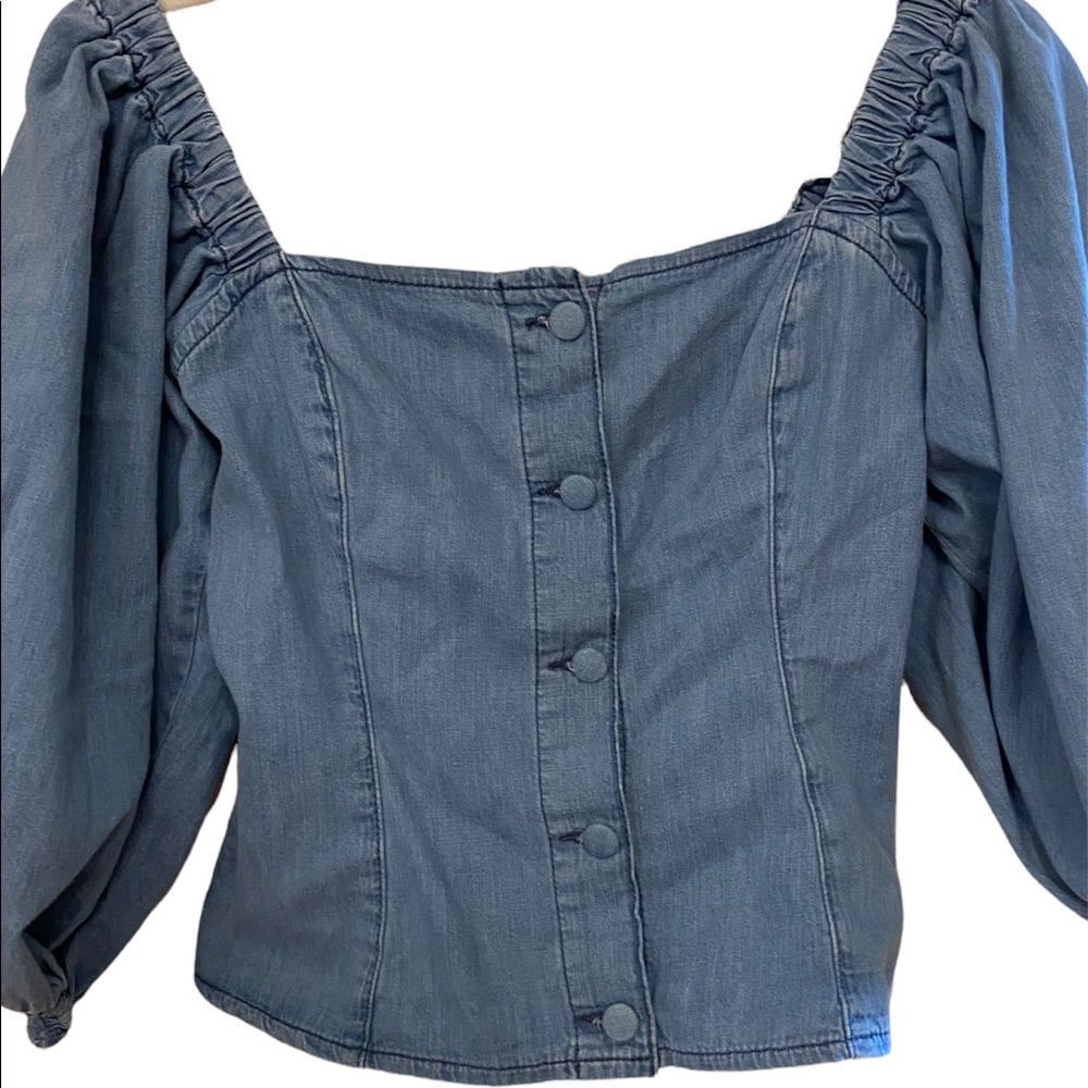 H&M Chambray Off the Shoulder Croptop